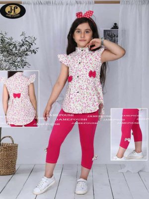 شومیز شلوارک نخی گل ریز