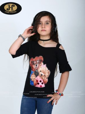 تی شرت تک دخترانه طرح خرس