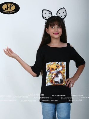 تی شرت تک دخترانه طرح دختر