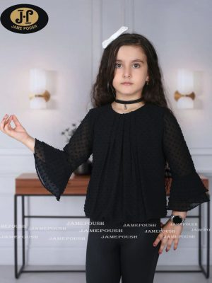 شومیز حریر اشکی آستردار